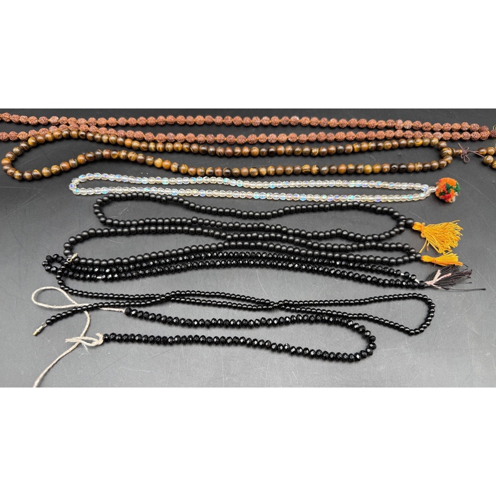 Assorted Mala Prayer Beads Lot Rudraksha Tigers Eye Crystal Meditation Necklace